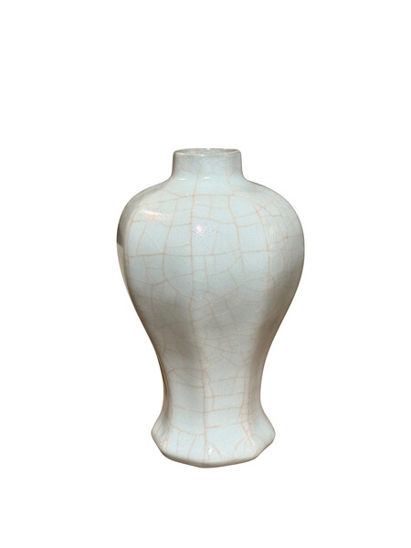 Contemporary Chinese Robins Egg Blue Crackle Glazed Vase