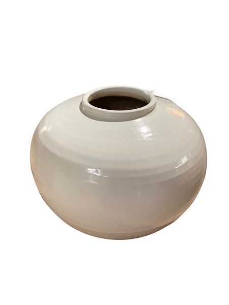 Contemporary Chinese Round White Ceramic Vase