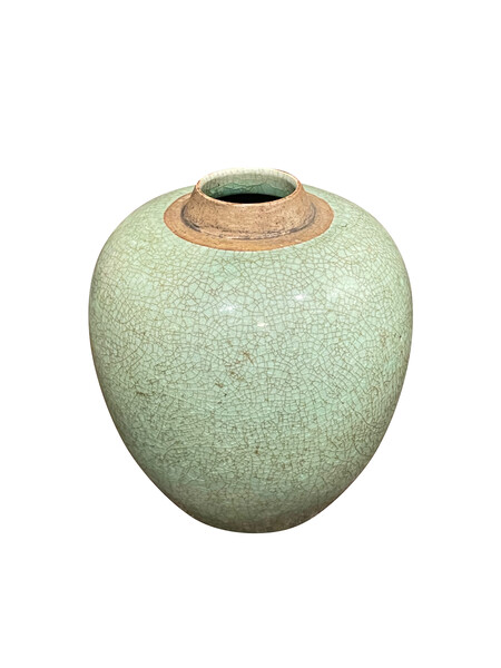 Contemporary Chinese Small Celadon Crackle Glaze Vase