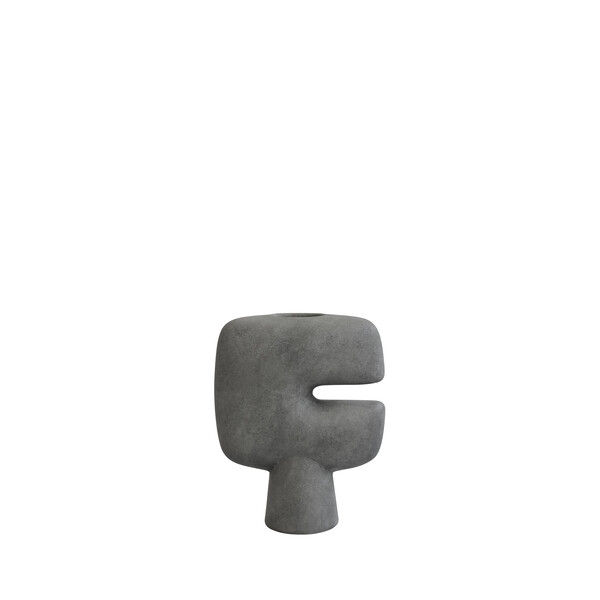 Contemporary Chinese Small Size C Shape Design Dark Grey Vase