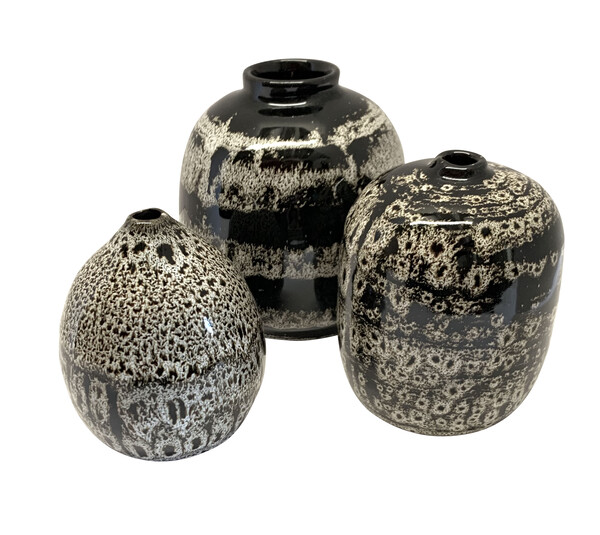 Contemporary Chinese Speckled Black and White Vase