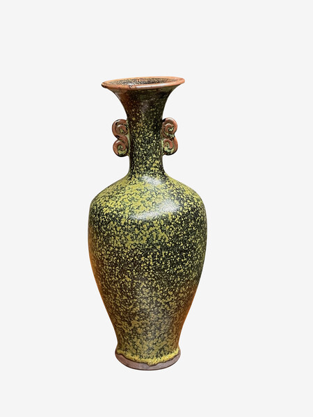 Contemporary Chinese Speckled Glaze Vase Cylinder Shape
