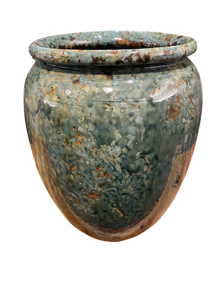Contemporary Chinese Splatter  Blue Glazed Vase