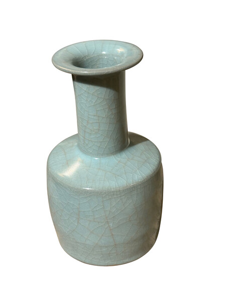Contemporary Chinese Turquoise Glazed Bottle Shaped Vase