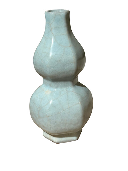 Contemporary Chinese Turquoise Glazed Gord Shape Vase