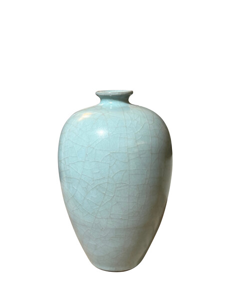 Contemporary Chinese Turquoise Glazed  Sphere Shaped Vase