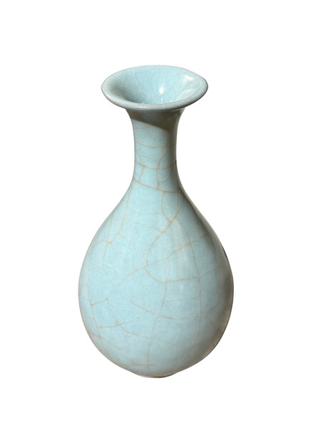 Contemporary Chinese Turquoise Glazed Tulip Shape Vase