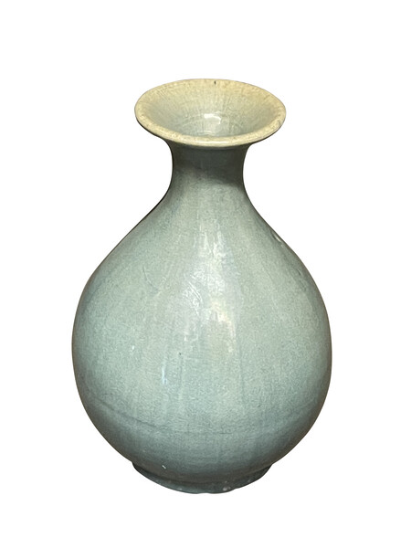 Contemporary Chinese Washed Turquoise Glazed Vase