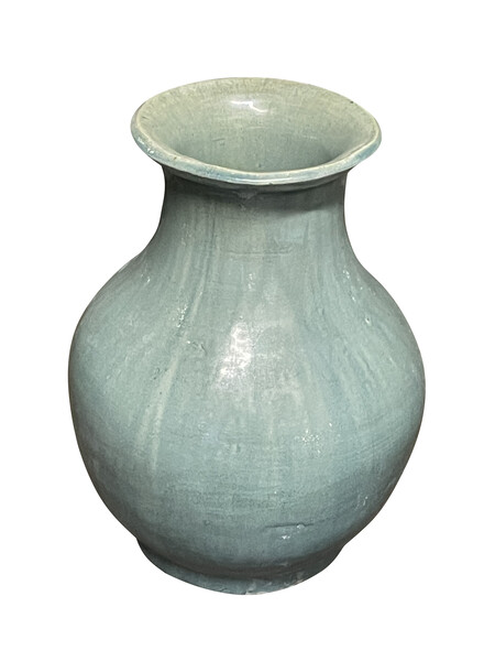 Contemporary Chinese Washed Turquoise Glazed Vase