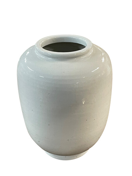 Contemporary Chinese White Barrel Shaped Vase