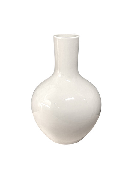 Contemporary Chinese White Tube Neck Vase