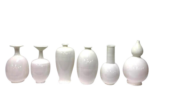 Contemporary Chinese Collection of Cream Vases