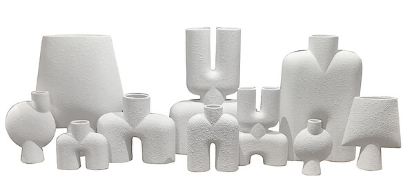 CONTEMPORARY DANISH COLLECTION TEXTURED WHITE VASES