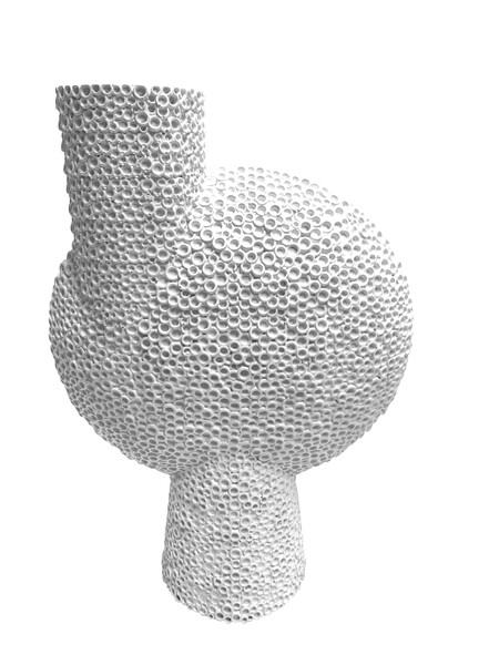 Contemporary Danish Designed White  Bold Texture Large Off Center Vase