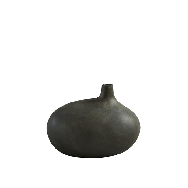 Contemporary Danish Matte Grey Globe Shape Off Center Spout Vase