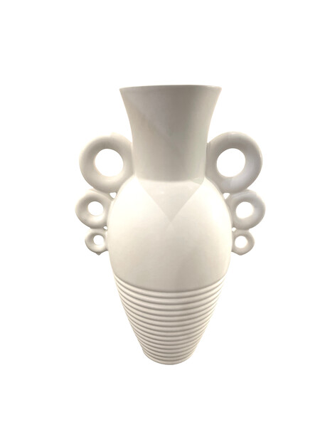 Contemporary French Large White Six Ring Vase