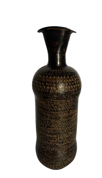 Contemporary Indian Brown Pattened Metal Vase