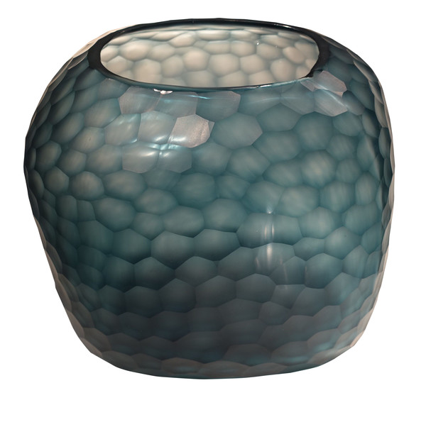 Contemporary Romania Cut Crystal Blue Vase
