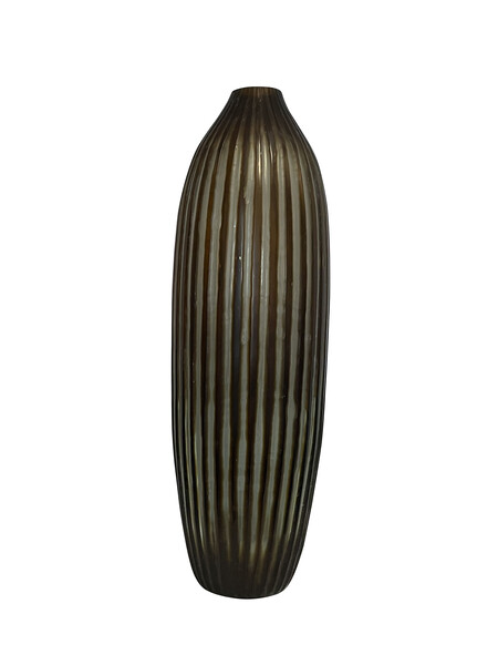 Contemporary Romanian Brown  Vertical Striped Glass Vase