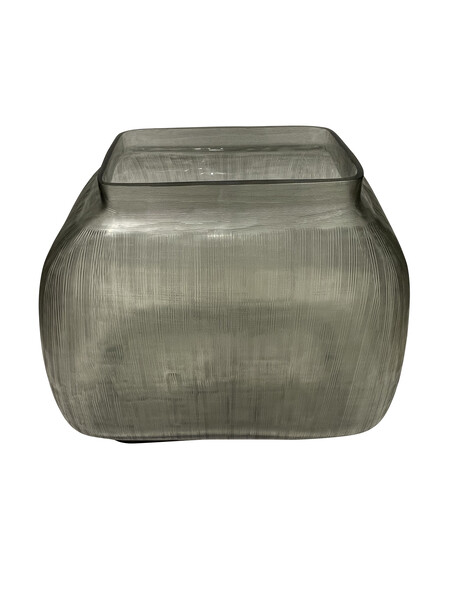 Contemporary Romanian Frosted Grey Glass Vase