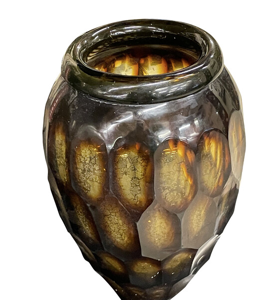Contemporary Romanian Prism Cut Glass Vase