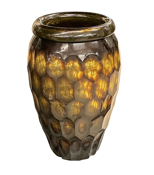 Contemporary Romanian Prism Cut Glass Vase