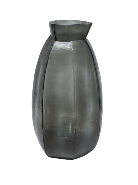 Contemporary Romanian Tall Smoke Grey Glass Vase