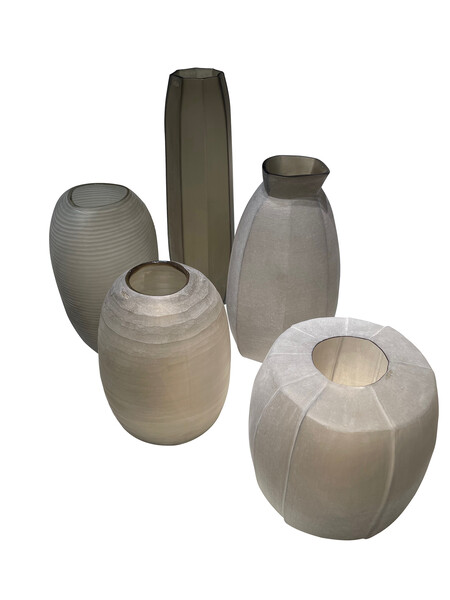 Contemporary Romanian Tall Tan Glass Vase