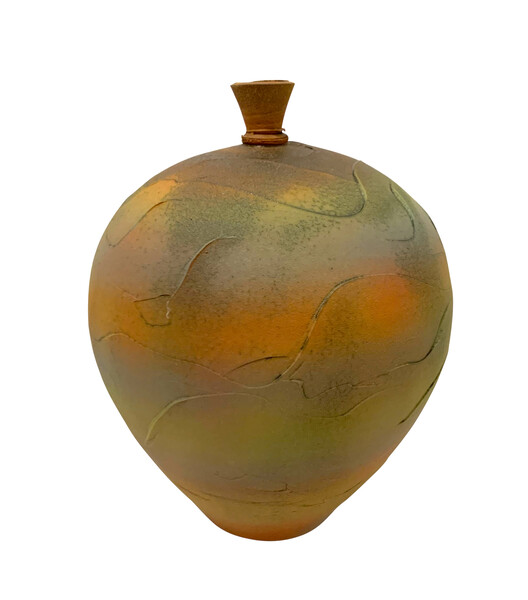 Contemporary Textured Ceramic Vase with Small Top