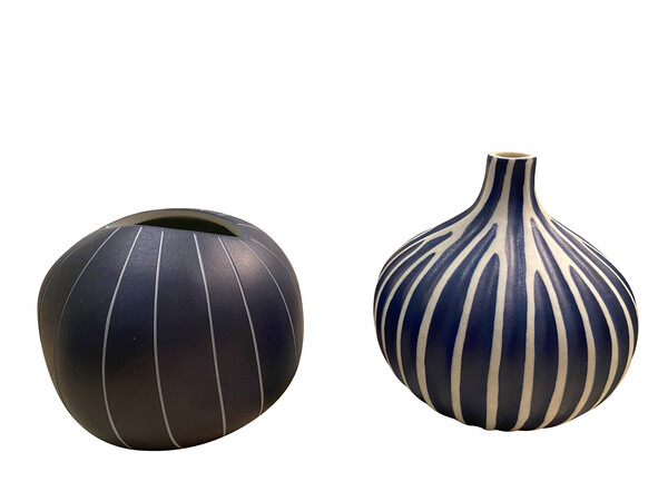 Contemporary Thailand Dark Blue Striped Mini Vases