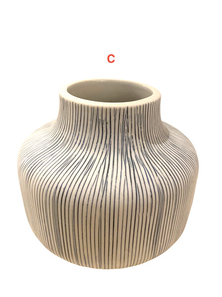 Contemporary Thailand Thin Blue and  White Striped Small Vase