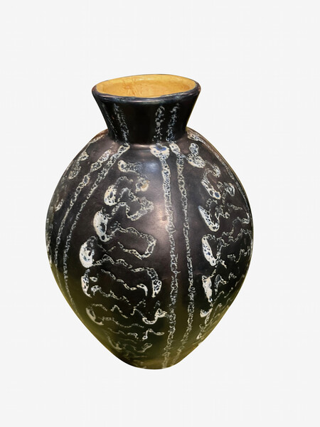 Mid Century Italy Black & White Ceramic Vase