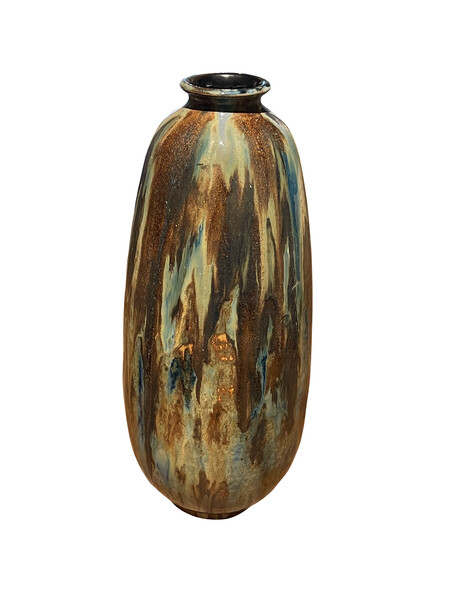 1920's Belgian Tall Drip Glazed Vase