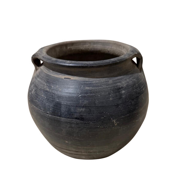 1940's Chinese Charcoal Gray Medium Pots