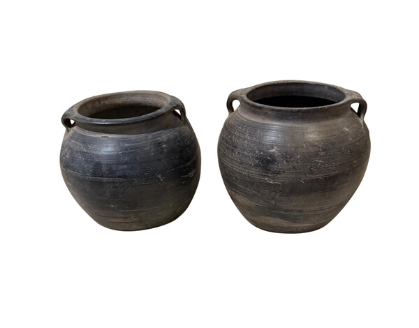 1940's Chinese Charcoal Gray Small Pots
