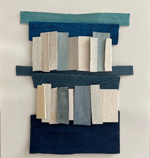 Contemporary French Artist Perrine Blaise Painted Thin Wood Slices