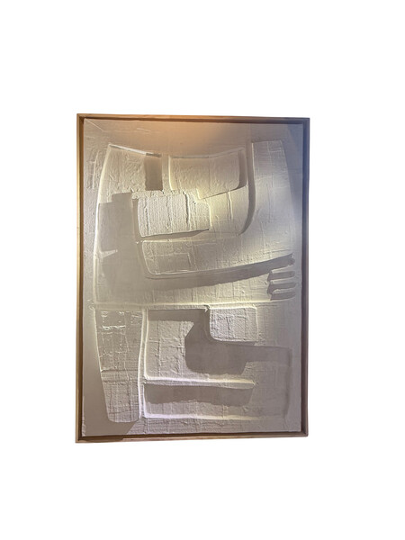Contemporary French XXL Abstract 3 Dimensional Framed Plaster Artwork Plaster