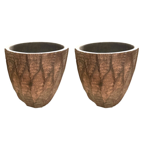 Contemporary Indonesian Pair Large Palm Pots
