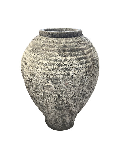 Contemporary Vietnamese Large Ribbed Textured Water Vessel