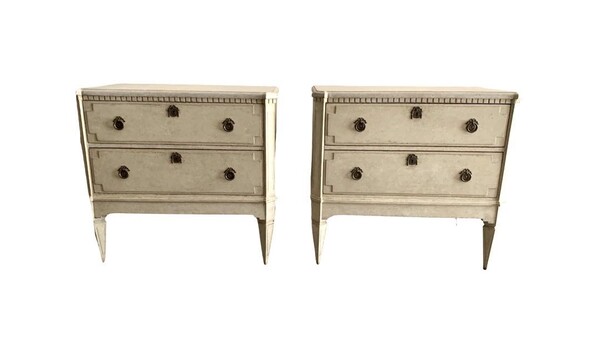 1860c Swedish Pair Two Drawer Commodes
