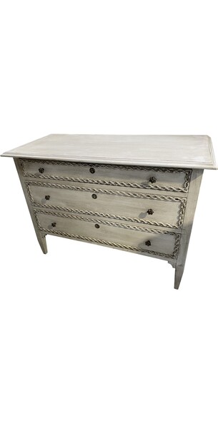 Contemporary Italian Three Drawer Decorative Painted Commode
