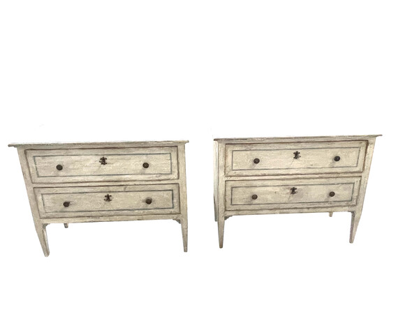 1920's Italian Pair Decorative Painted Commodes