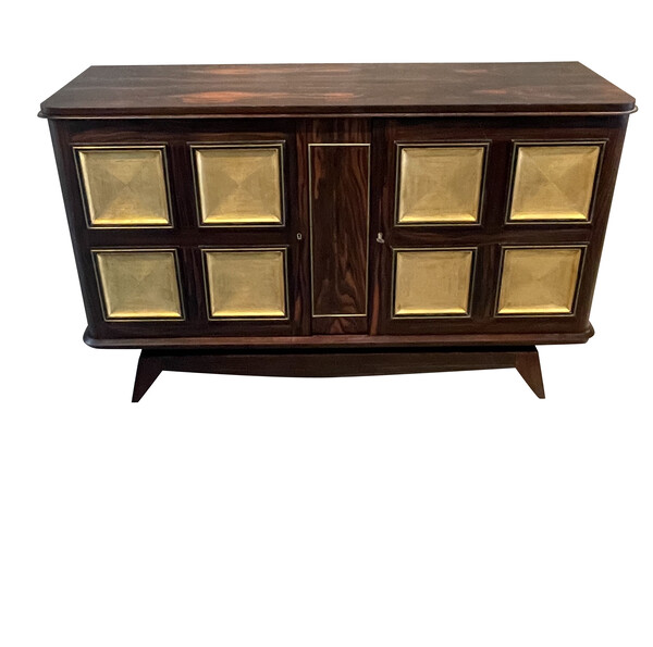 1940's French Two Door Credenza Gold Gilt Panels