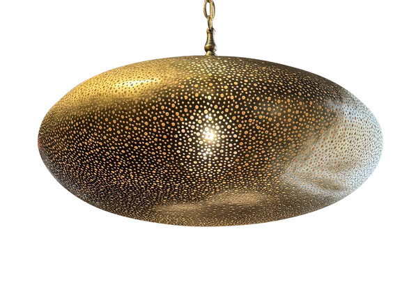 Contemporary Moroccan Large Doughnut Shaped Pierced Brass Chandelier