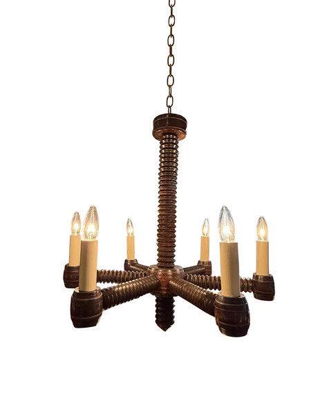 1940's French Charles Dudouyt 6 Arm Chandelier