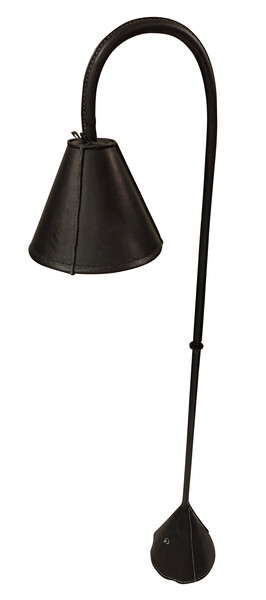 Mid Century Spanish All Black Leather Floor Lamp by Valenti