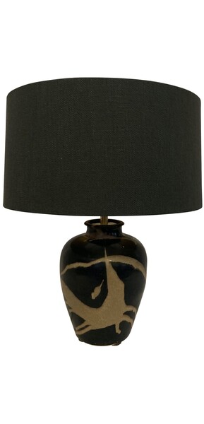 Contemporary Chinese Single Black / Sand Abstract Pattern Lamp