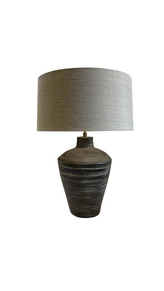 Contemporary Chinese Textured Single Mottled Black Ceramic Lamp