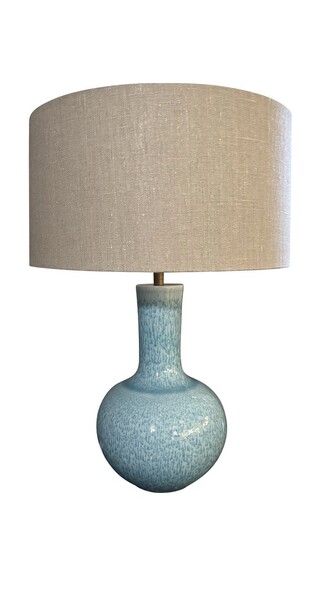Contemporary Chinese Single Turquoise Splatter Glazed Lamp