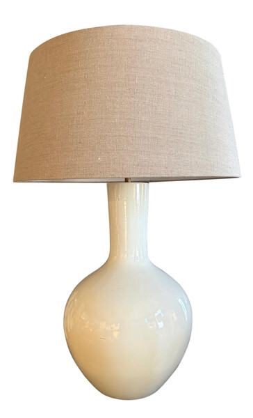 Contemporary Chinese XL Cream Tube Neck Shaped Single Lamp